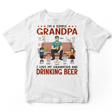 Personalized Simple Grandpa Love Beer T-Shirt