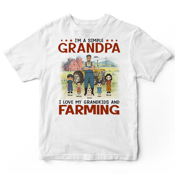 Personalized Simple Grandpa Love Farming T-Shirt