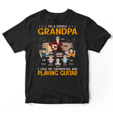 Personalized Grandpa Simple Guitar T-Shirt