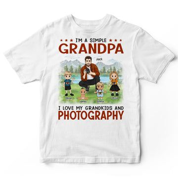 Personalized Simple Grandpa Love Photography T-Shirt