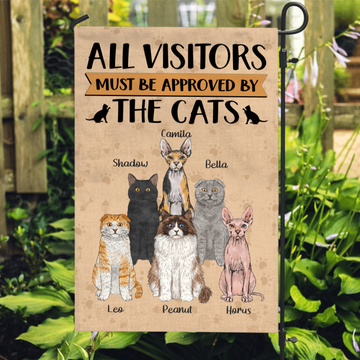 Personalized All Visitors Approved Cat Garden House Banner Flag