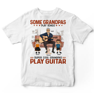 Personalized Guitar Grandpas Bingo T-Shirt