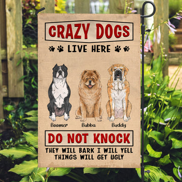 Personalized Funny Crazy Dog Garden House Banner Flag