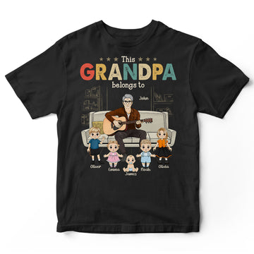 Personalized Grandpa Belongs Guitar T-Shirt