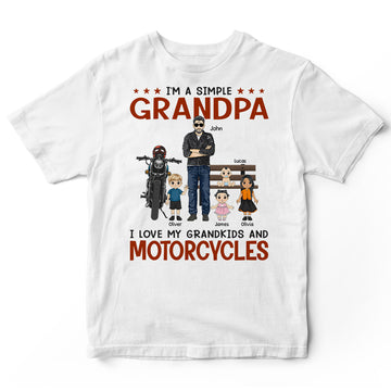Personalized Simple Grandpa Love Motorcycle Biker T-Shirt