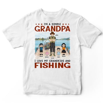 Personalized Simple Grandpa Love Fishing T-Shirt