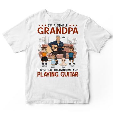 Personalized Simple Grandpa Love Guitar T-Shirt