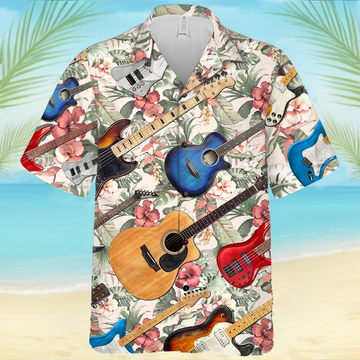 (Photo Inserted) Personalized Guitar Bass Electric Hawaiian Shirt