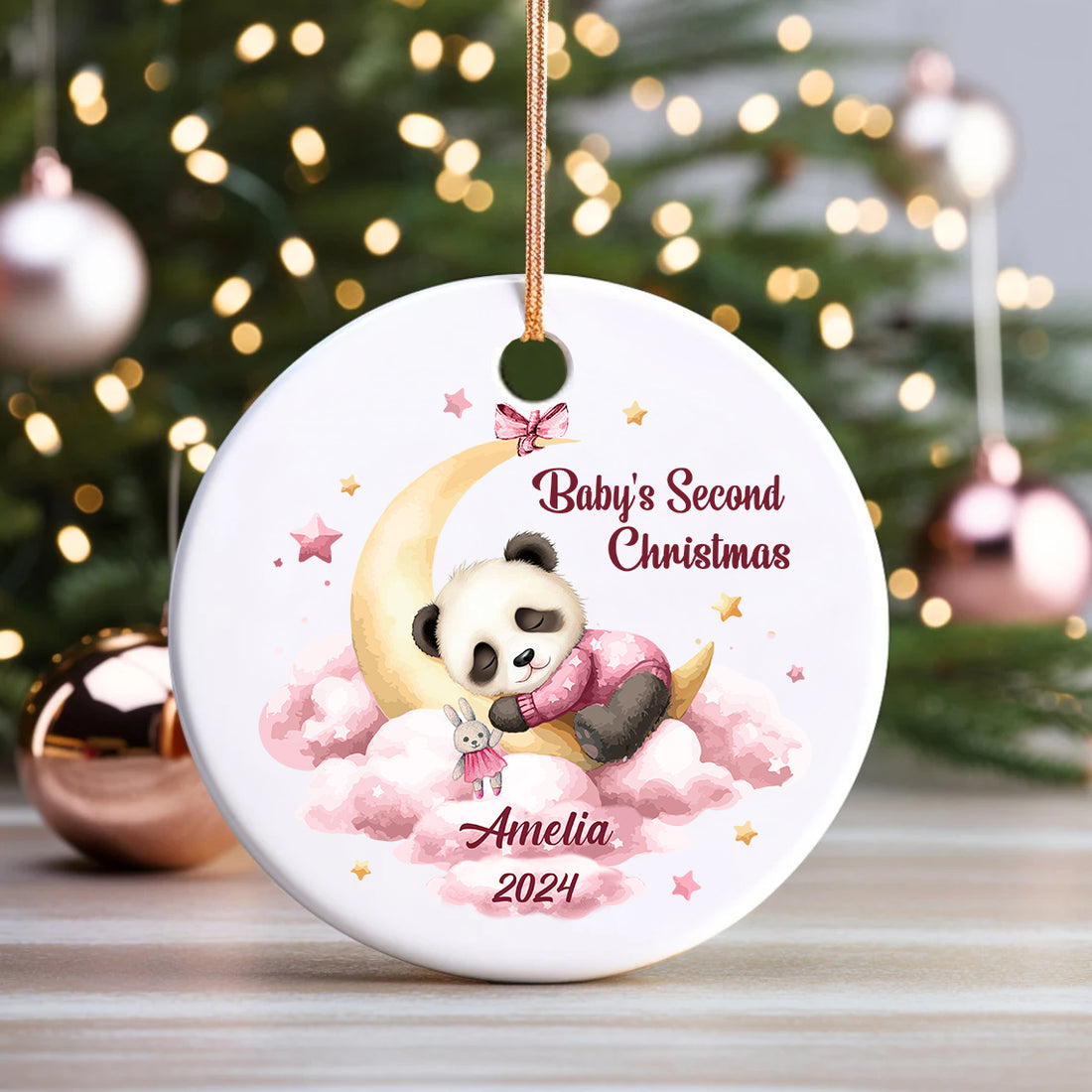 Personalized Baby First Christmas Animal Ceramic Ornament