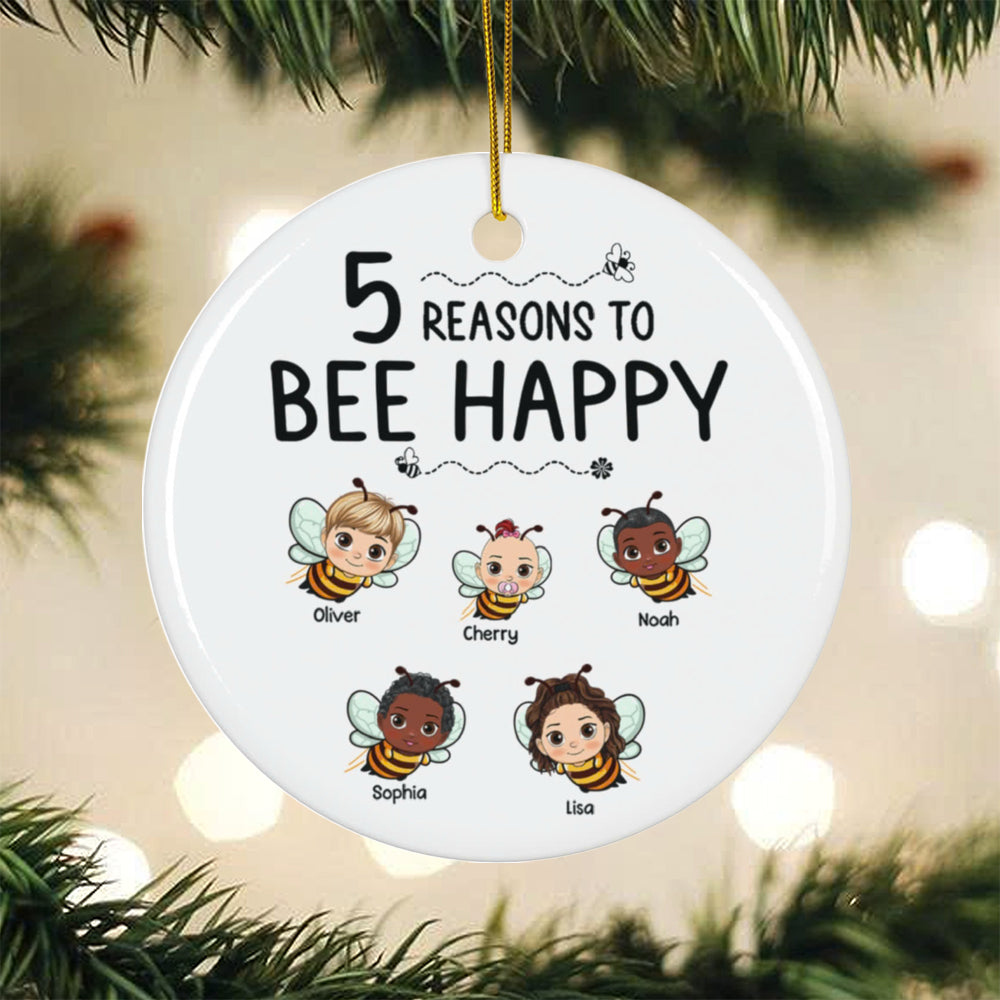 Personalized Reasons To Bee Happy Ceramic Ornament