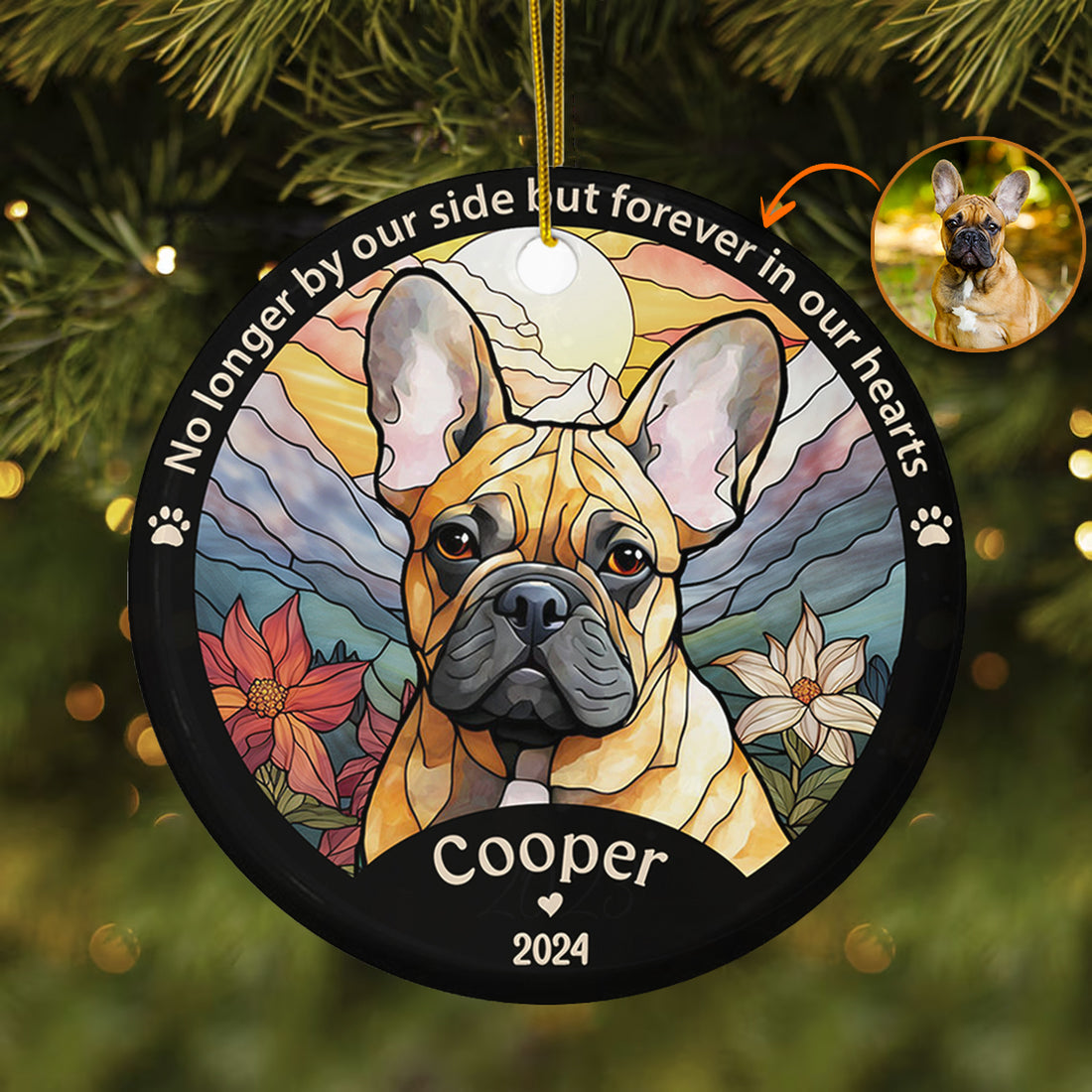 Personalized Dog Forever In Our Hearts Ceramic Ornament