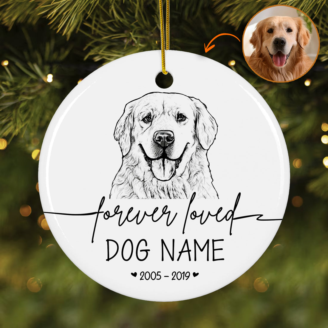 Personalized Dog Forever Loved Ceramic Ornament