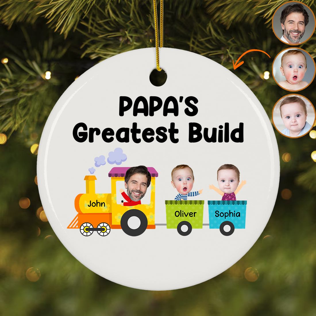 Personalized Train Greatest Build Ceramic Ornament