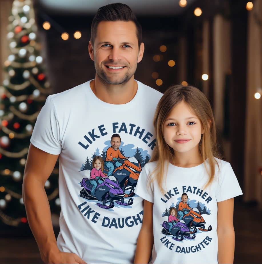 Personalized Snowmobile Parent And Kid Matching Shirt