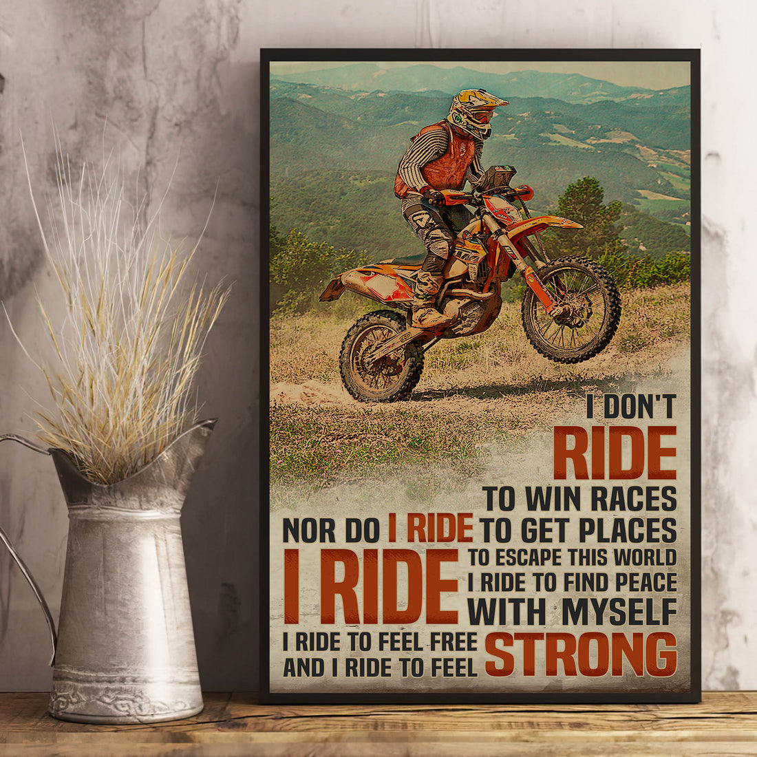 Enduro Bike Don't Ride To Win Races Poster VWB001