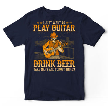 Guitar Drink Beer Take Naps Forget Things T-Shirt WDB231