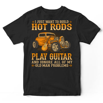 Hot Rod Electric Guitar Old Man Problems T-Shirt WDB549
