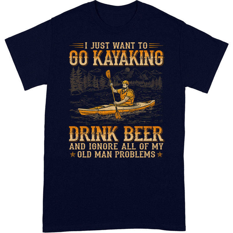 Kayaking Drink Beer Old Man Problems T-Shirt WDB048