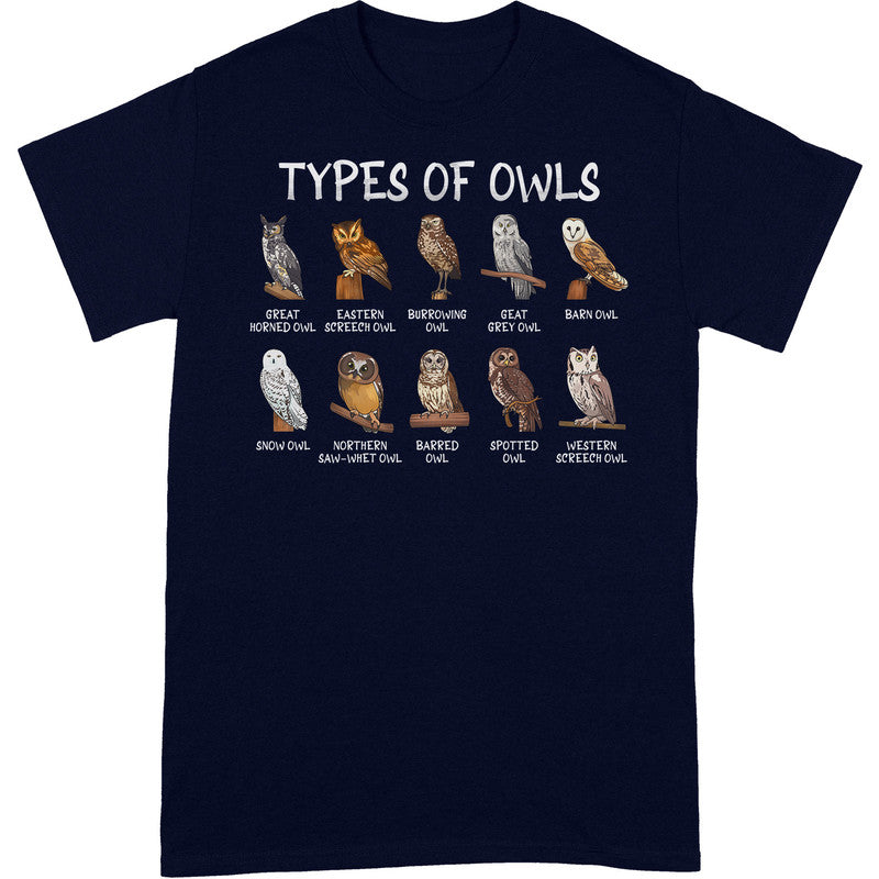 Owl Types Of Owls T-Shirt BWA026