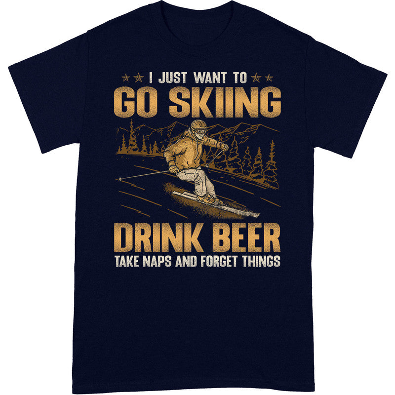 Skiing Take Naps And Forget Things T-Shirt GSA027