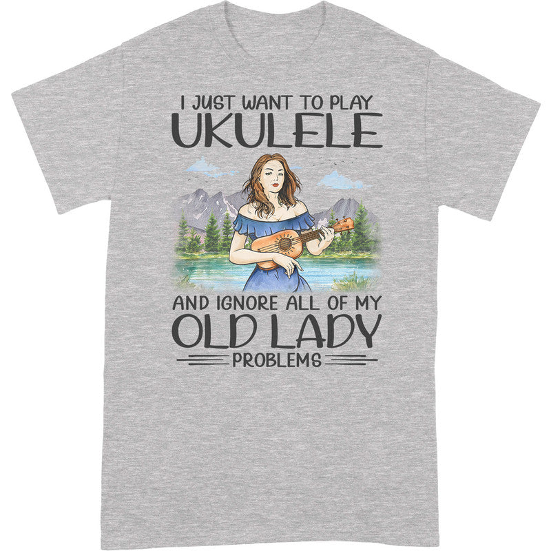 Ukulele Old Lady Problems T-Shirt HWA187