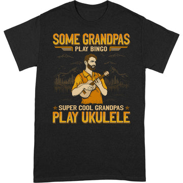 Ukulele Super Cool Grandpas Bingo T-Shirt GEA138