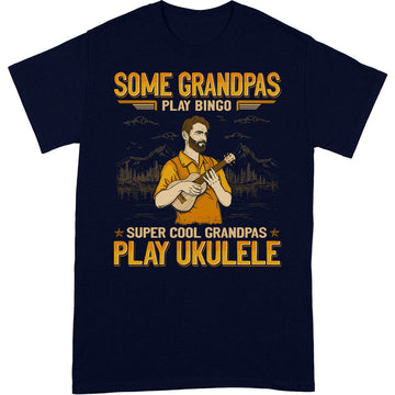Ukulele Super Cool Grandpas Bingo T-Shirt GEA138