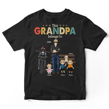 Personalized Grandpa Belongs Biker T-Shirt