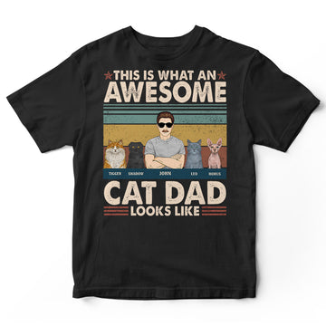 Personalized Awesome Cat Dad T-Shirt