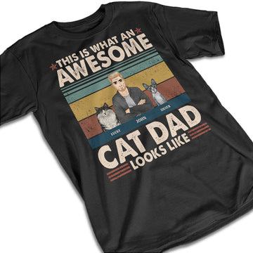 Personalized Awesome Cat Dad T-Shirt