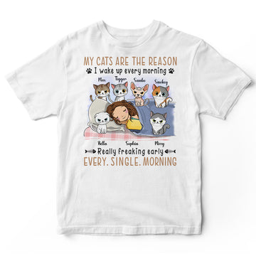 Personalized Reason Wake Up Cat T-Shirt
