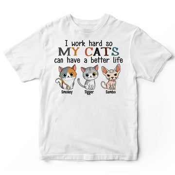 Personalized I Work Hard Cat T Shirt