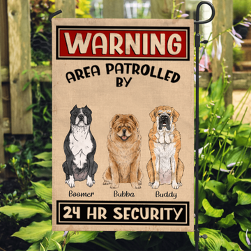 Personalized Warning Area Patrolled Dog Garden House Banner Flag