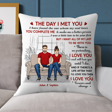 Personalized The Day I Met You Couple Pillow