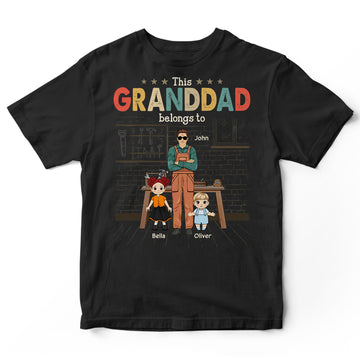 Personalized Woodworking Grandpa Belongs Woodcrafting T-Shirt